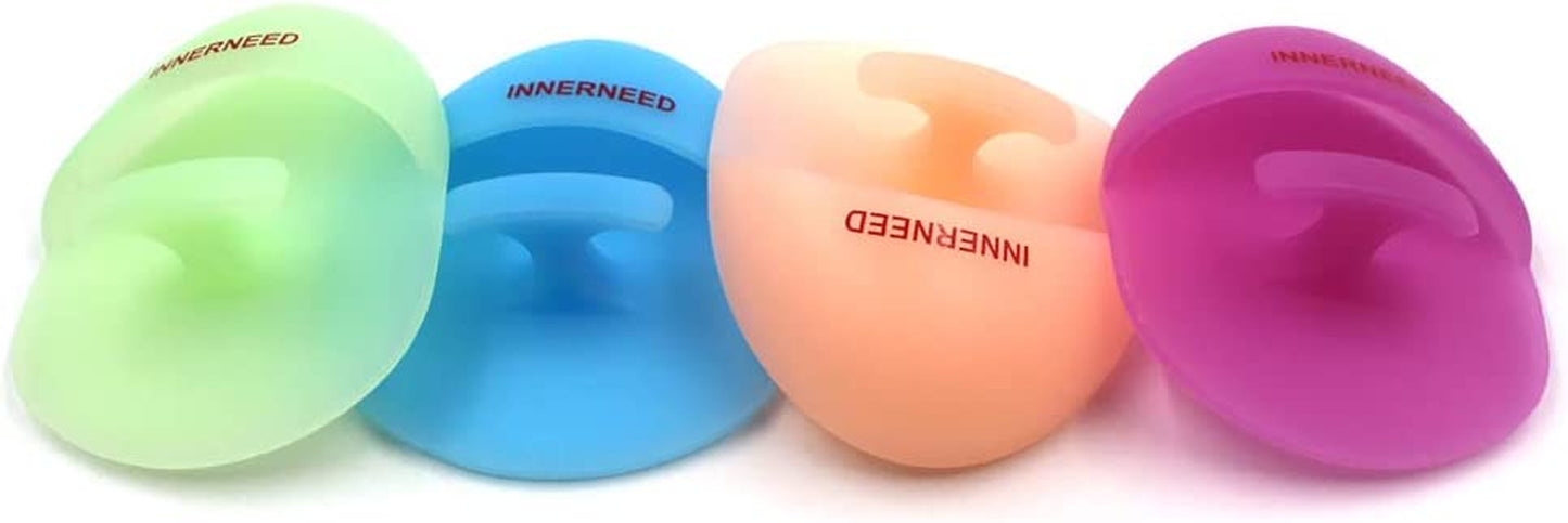 Super Soft Silicone Face Cleanser and Massager Brush Manual Facial Cleansing Scrubber Handheld Wash Pad for Sensitive, Delicate, Dry Skin (Pack of 4)