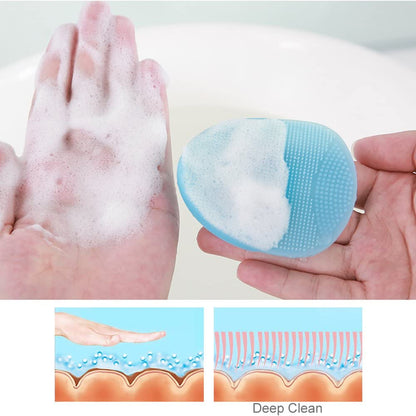Super Soft Silicone Face Cleanser and Massager Brush Manual Facial Cleansing Scrubber Handheld Wash Pad for Sensitive, Delicate, Dry Skin (Pack of 4)